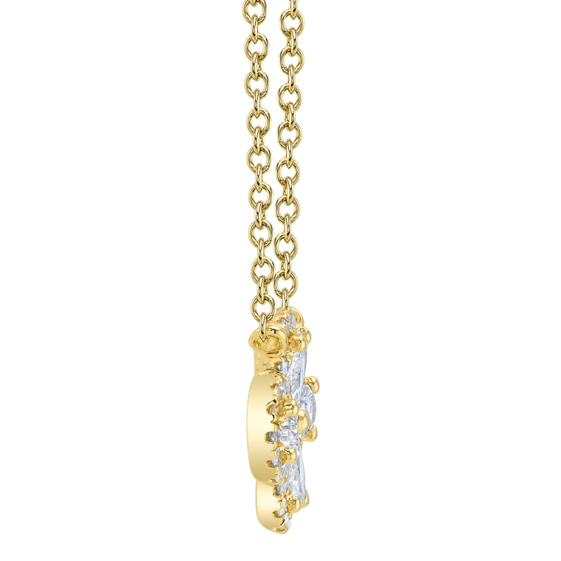 0.41Ct 14K Yellow Gold Diamond Pear Clover Necklace