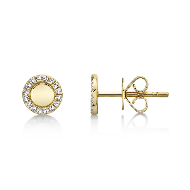 0.10Ct 14K Yellow Gold Diamond Circle Stud Earring
