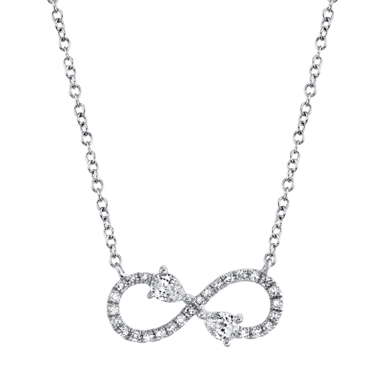 0.22Ct 14K White Gold Diamond Pear Infinity Necklace