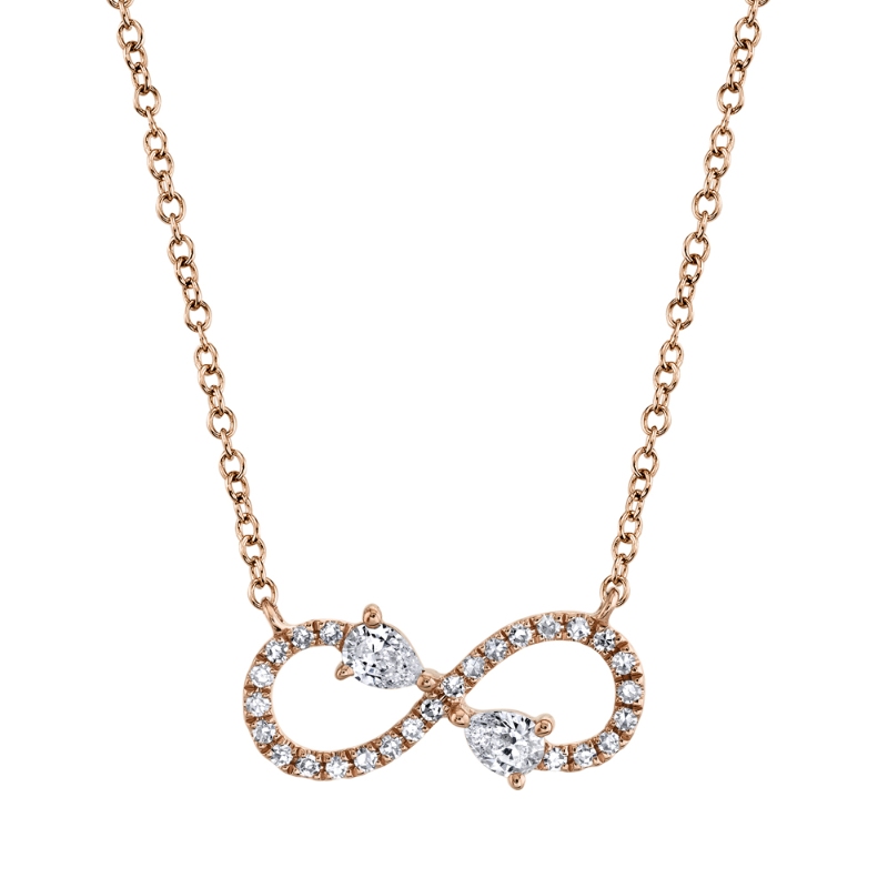 0.22Ct 14K Rose Gold Diamond Pear Infinity Necklace