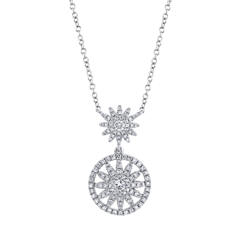 0.35Ct 14K White Gold Diamond Starburst Necklace