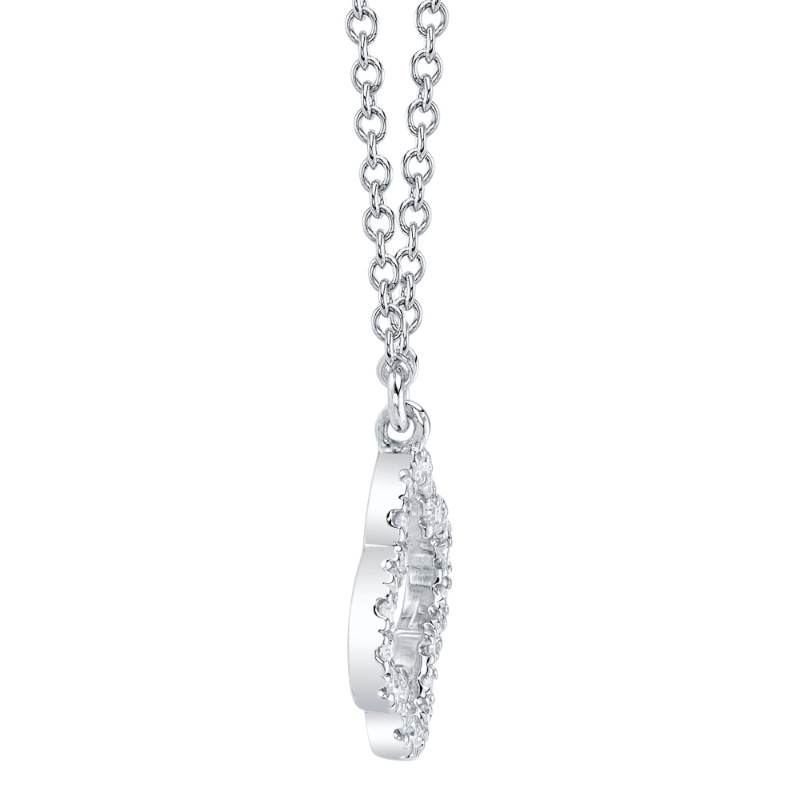 0.08Ct 14K White Gold Diamond Clover Necklace