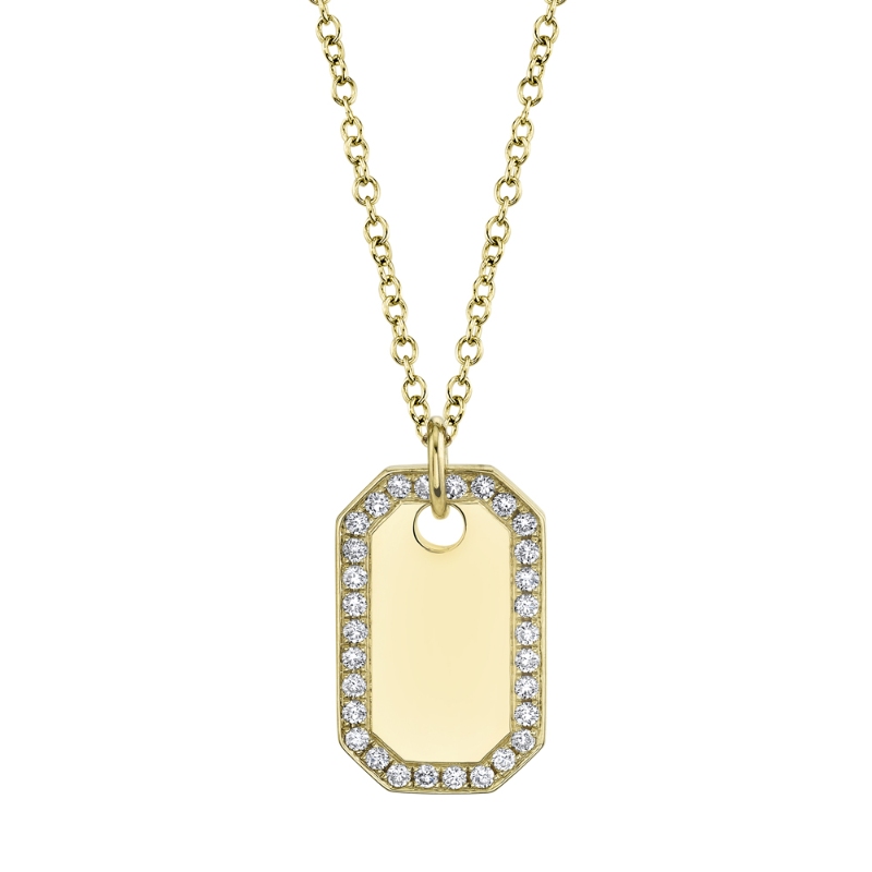 0.40Ct Diamond Dog Tag Necklace