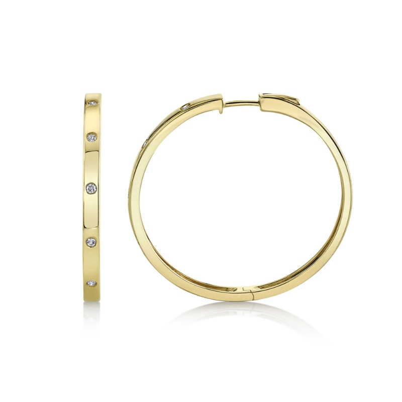 0.19Ct 14K Yellow Gold Diamond Hoop Earrings