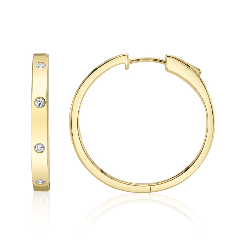 0.15Ct 14K Yellow Gold Diamond Hoop Earring