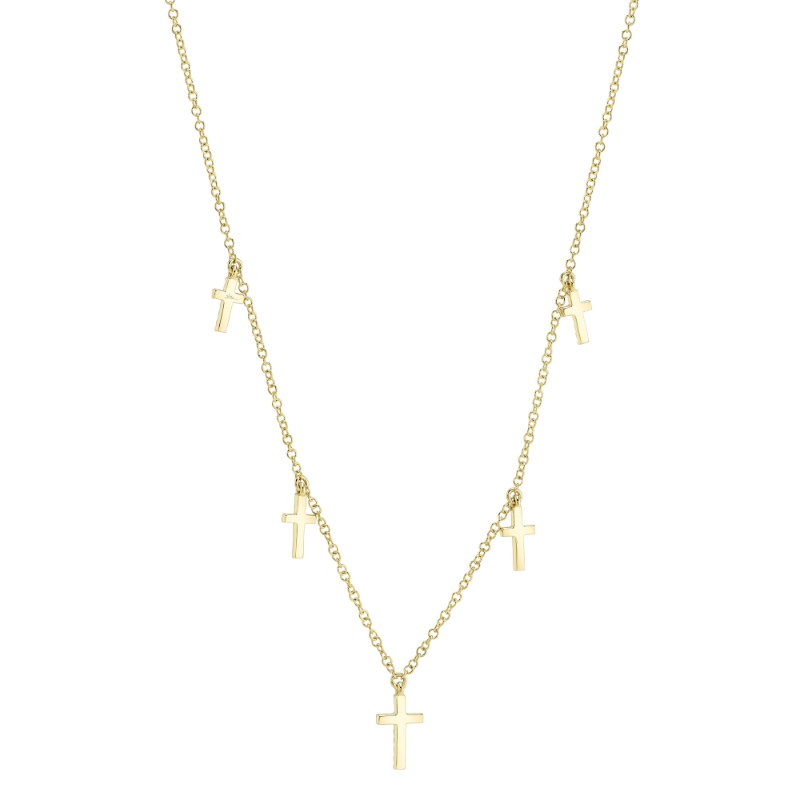 0.09Ct 14K Yellow Gold Diamond Cross Necklace