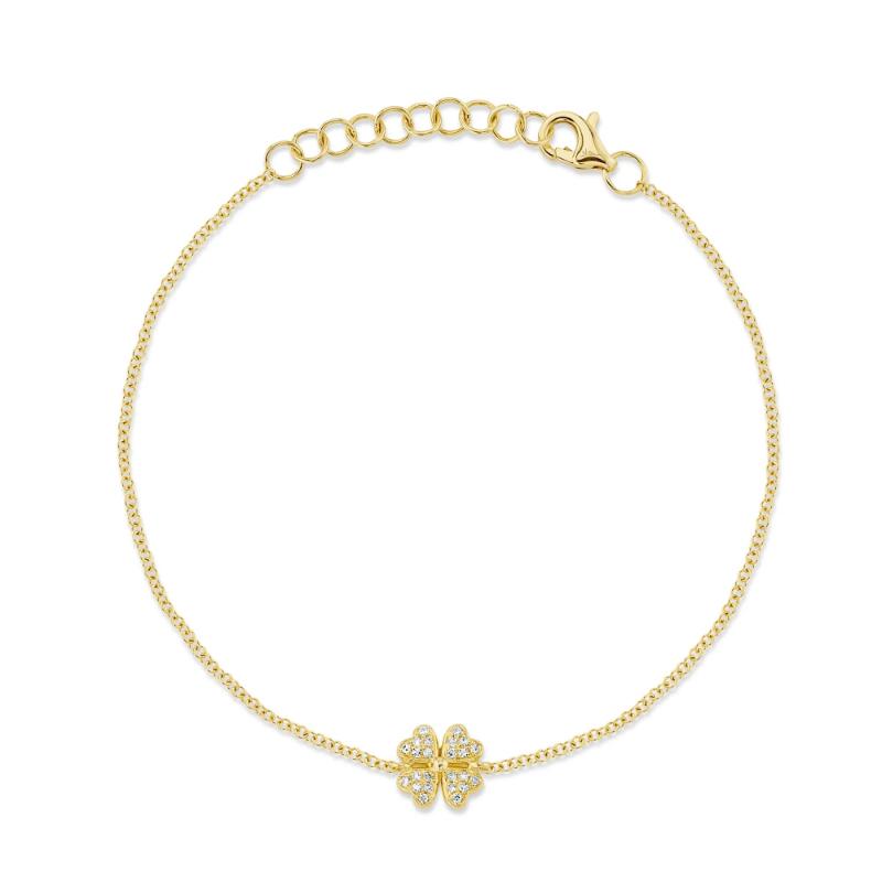 0.05Ct 14K Yellow Gold Diamond Clover Bracelet