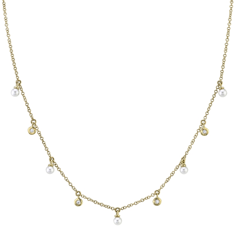 0.04Ct Diamond & Cultured Pearl Necklace