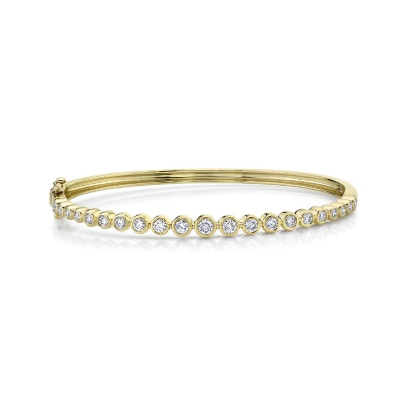 1.07Ct 14K Yellow Gold Diamond Bezel Bangle