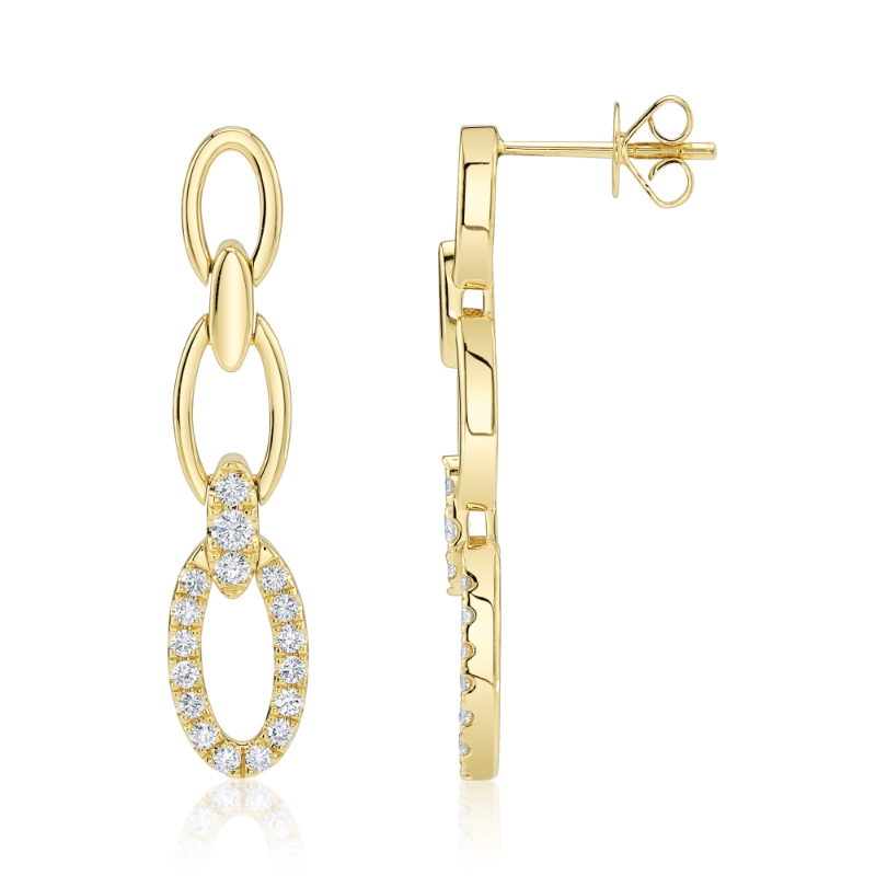 0.50Ct 14K Yellow Gold Diamond Link Earring