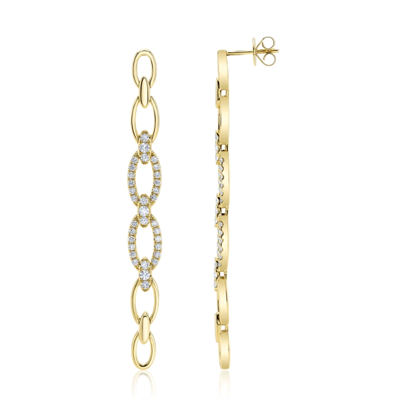 1.07Ct 14K Yellow Gold Diamond Link Earring