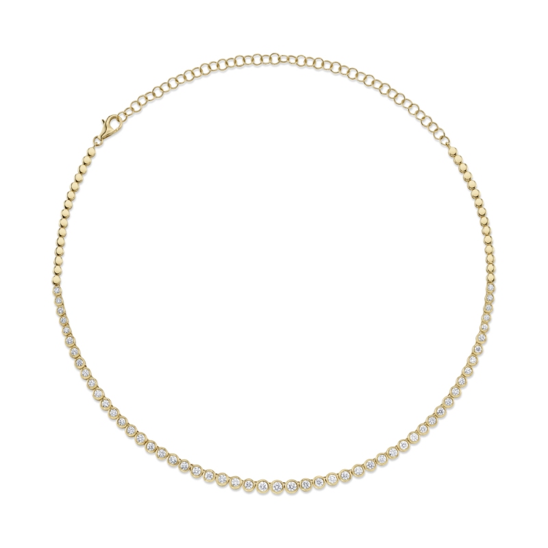 3.53Ct 14K Yellow Gold Diamond Bezel Tennis Necklace