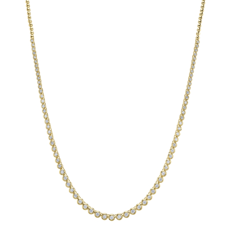 2.00Ct 14K Yellow Gold Diamond Bezel Tennis Necklace