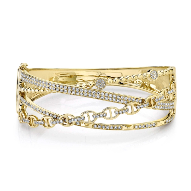 1.62Ct 14K Yellow Gold Diamond Bangle