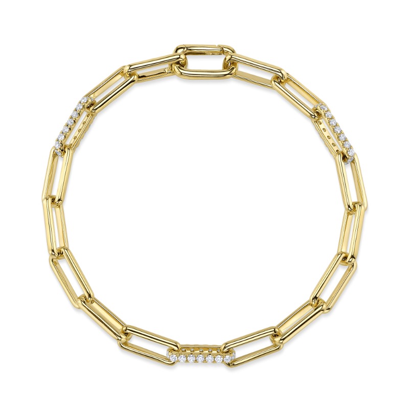 0.74Ct 14K Yellow Gold Diamond Paper Clip Link Bracelet