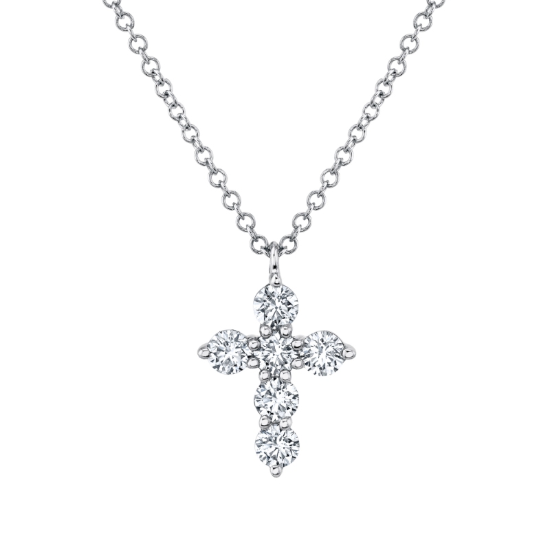 0.50Ct 14K White Gold Diamond Cross Necklace