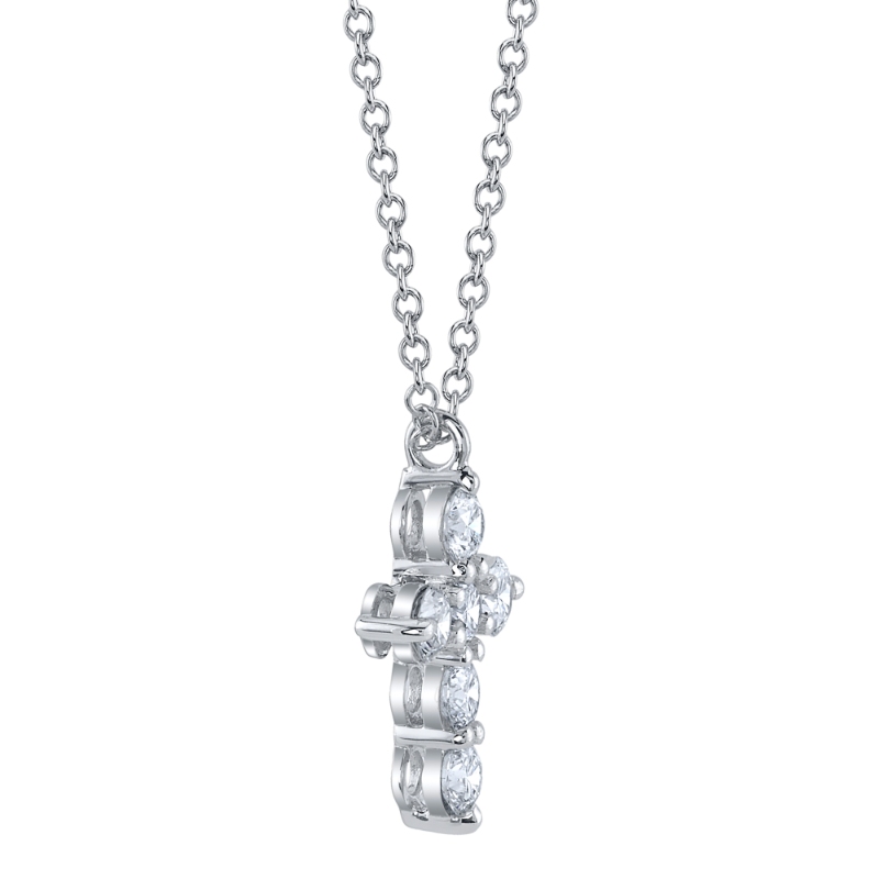 0.50Ct 14K White Gold Diamond Cross Necklace