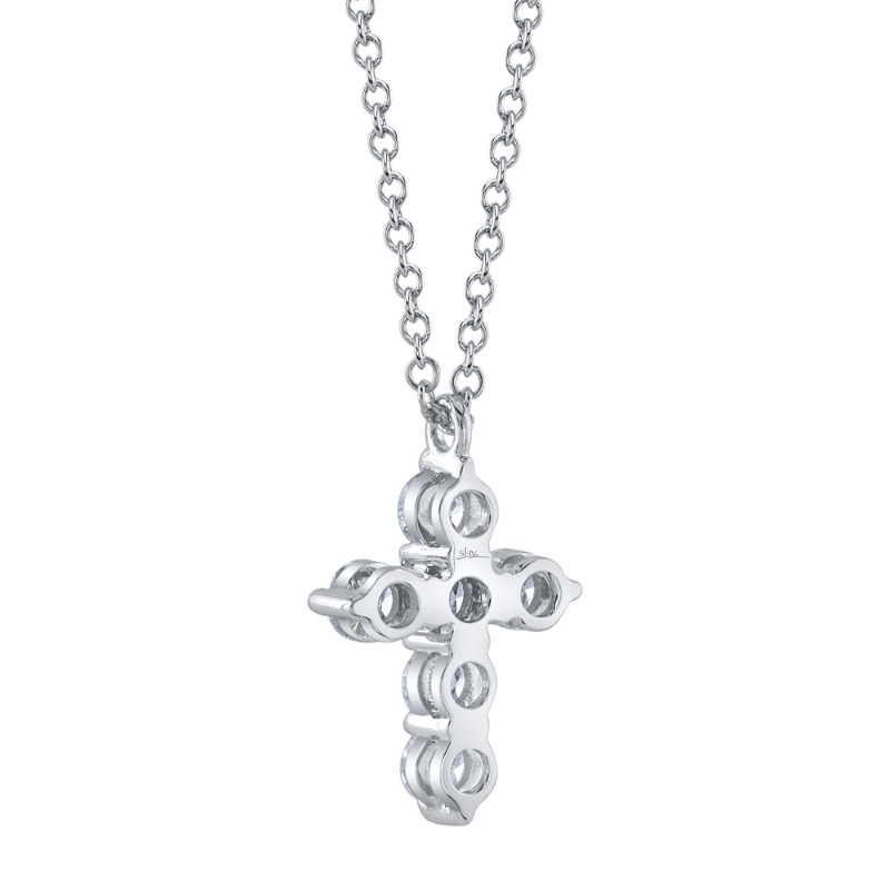 0.50Ct 14K White Gold Diamond Cross Necklace