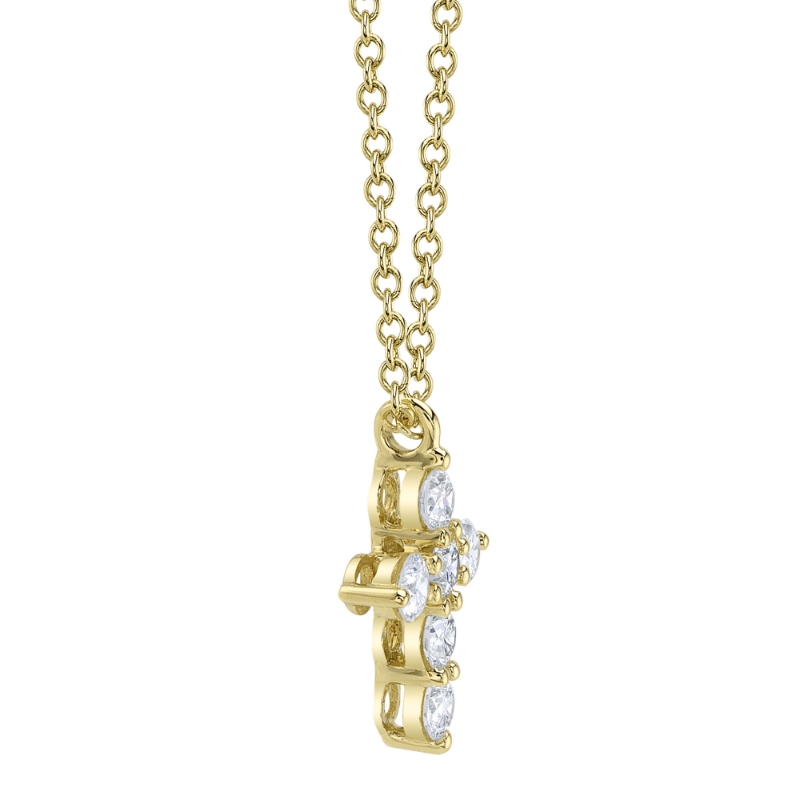 0.25Ct 14K Yellow Gold Diamond Cross Necklace