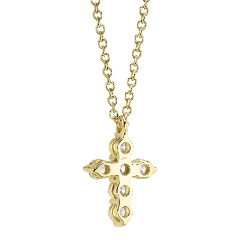 0.25Ct 14K Yellow Gold Diamond Cross Necklace