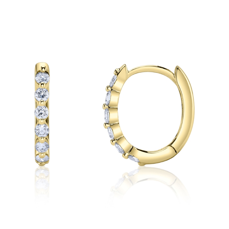 0.26Ct 14K Yellow Gold Diamond Oval Huggie Earring