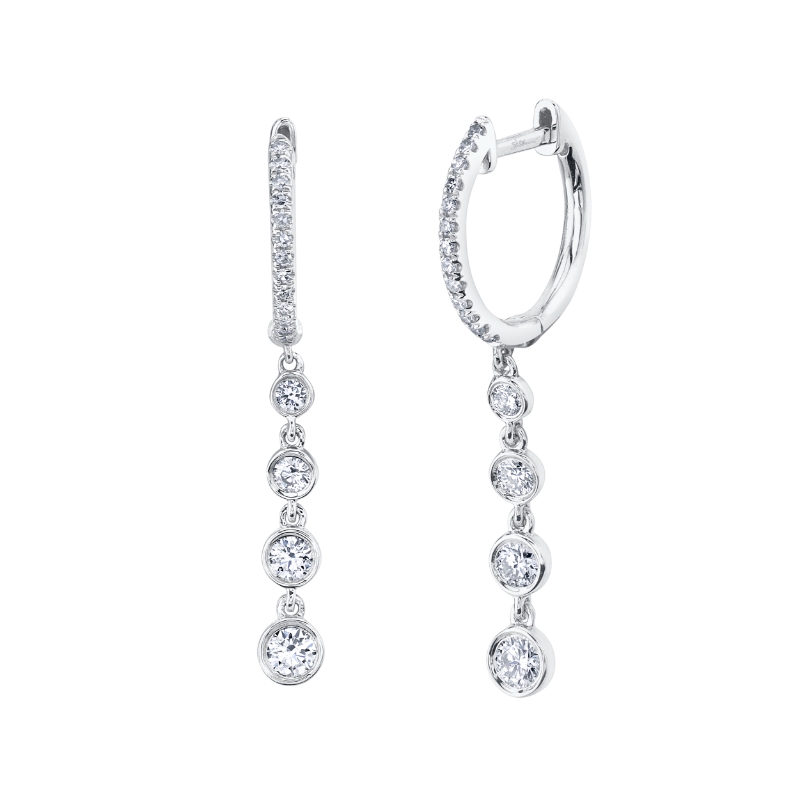 0.45Ct 14K White Gold Diamond Bezel Earrings