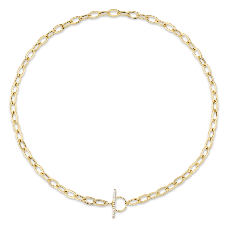 14K Yellow Gold 0.13Ctw Diamond Paperclip Link Necklace