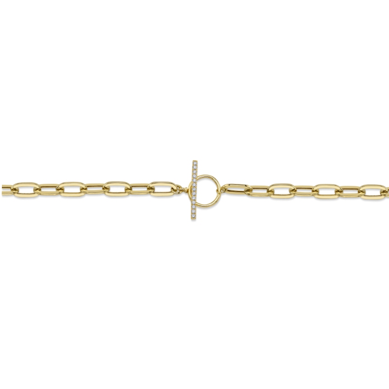 0.13Ct 14K Yellow Gold Diamond Paper Clip Link  Necklace