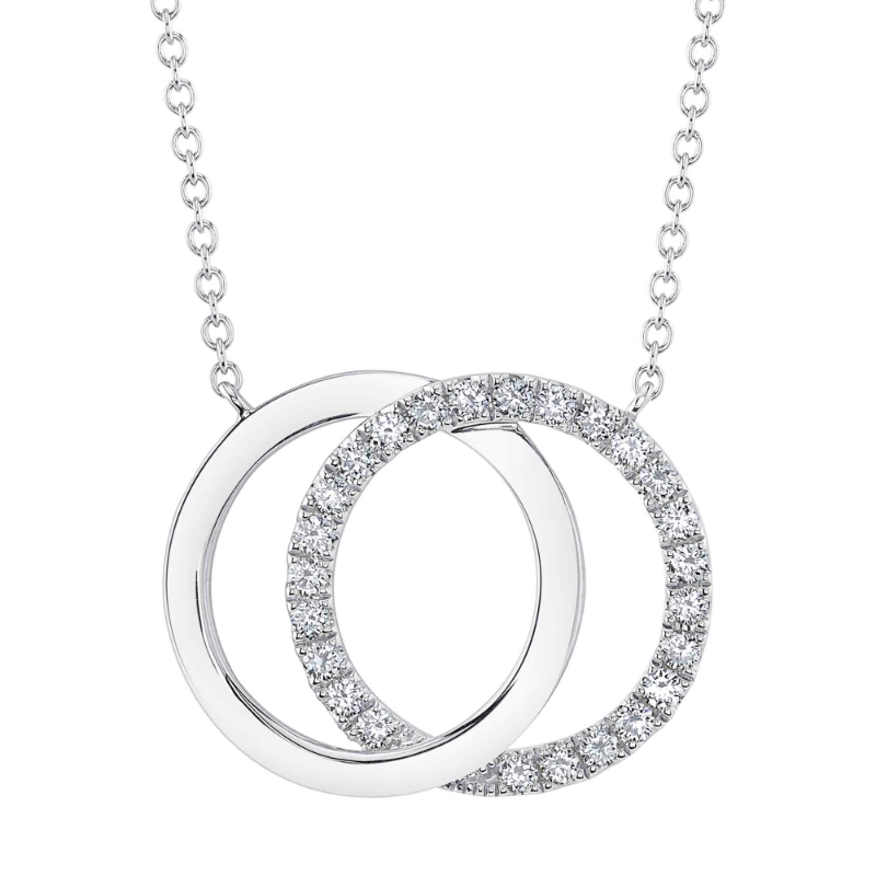 0.31Ct 14K White Gold Diamond Love Knot Circle Necklace