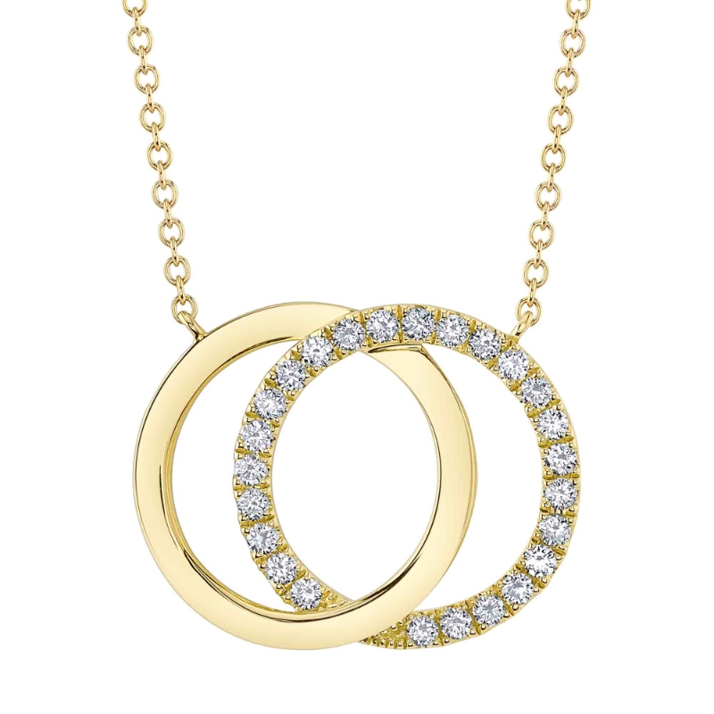 0.31Ct 14K Yellow Gold Diamond Love Knot Circle Necklace