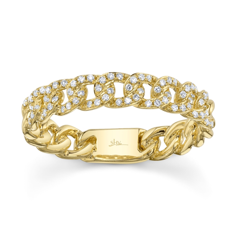 0.16Ct 14K Yellow Gold Diamond Link Ring