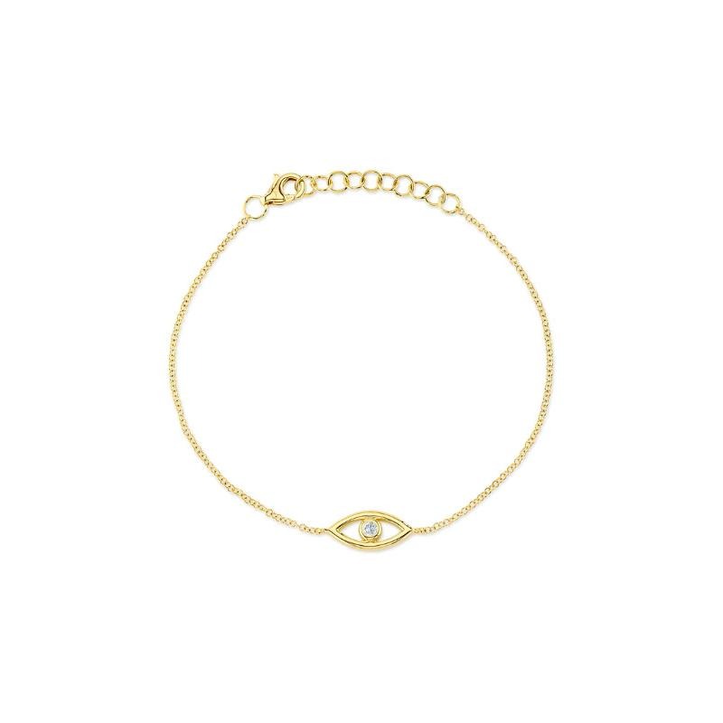 0.04Ct 14K Yellow Gold Diamond Bezel Eye Bracelet