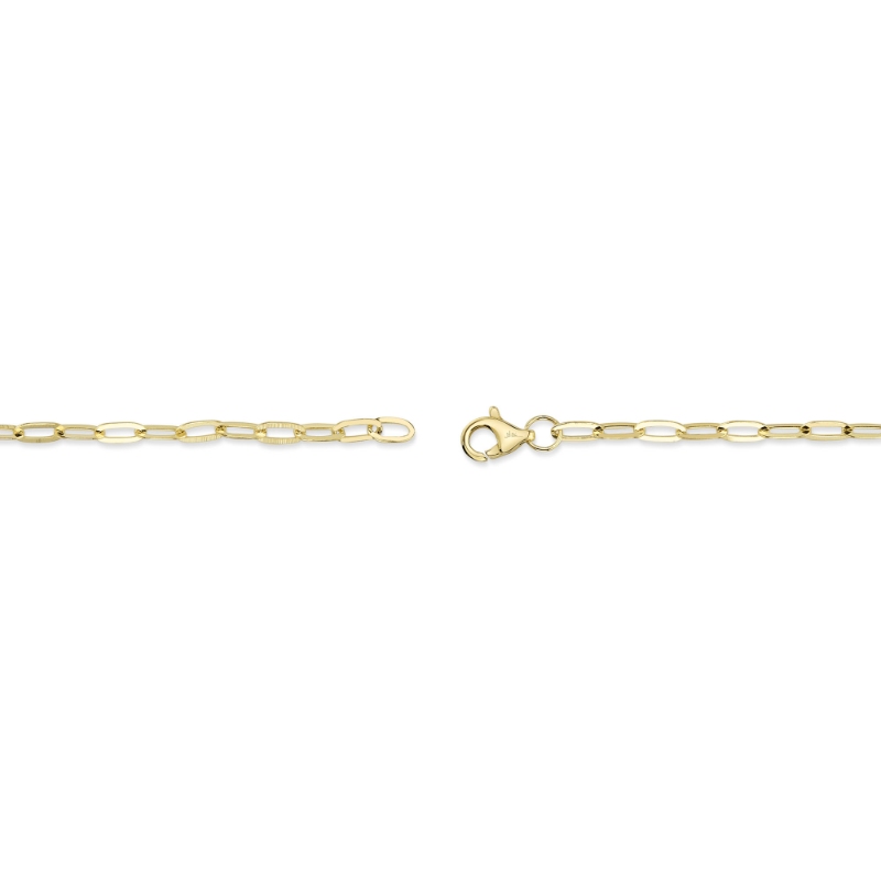 0.07Ct 14K Yellow Gold Diamond & Cultured Pearl Paper Clip Link Bracelet