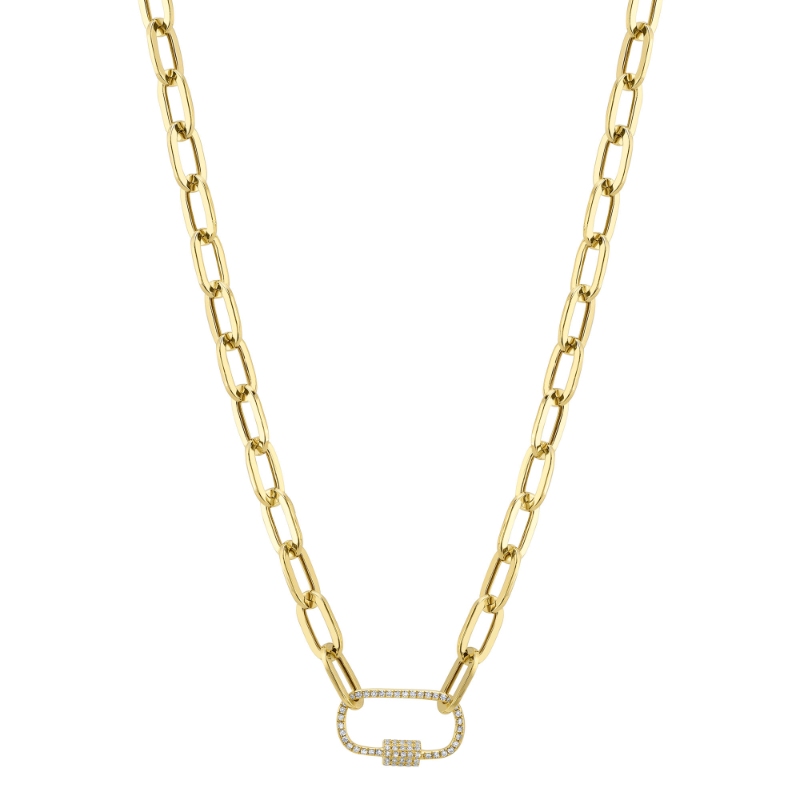 0.23Ct 14K Yellow Gold Diamond Paper Clip Link Necklace