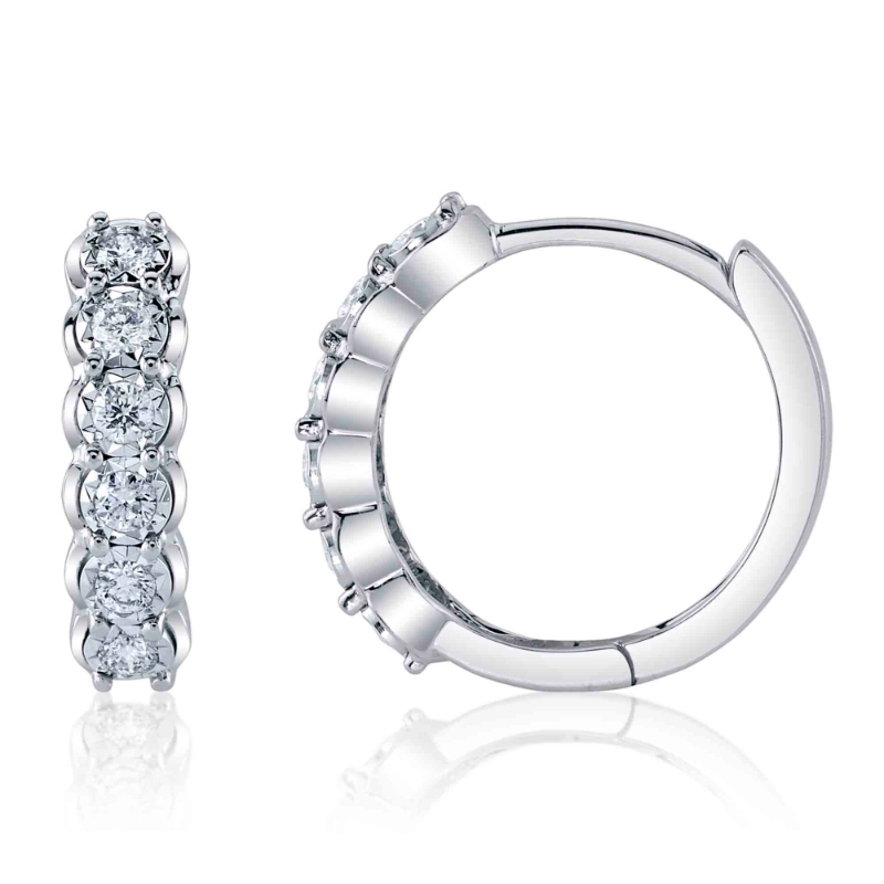 0.23Ct 14K White Gold Diamond Huggie Earring