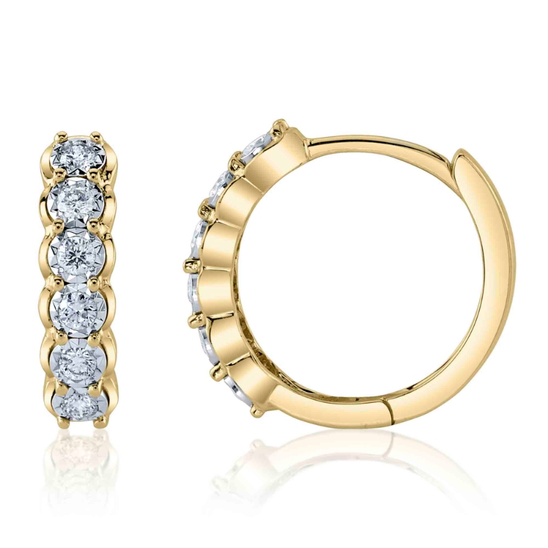 0.23Ct 14K Yellow Gold Diamond Huggie Earring