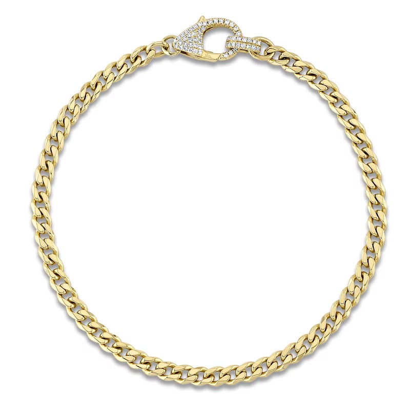14K Yellow Gold And Diamond Link Bracelet