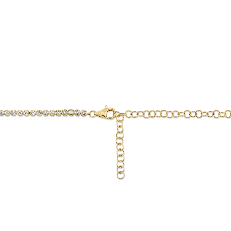 6.75Ct 14K Yellow Gold Diamond Crown Setting Tennis Necklace