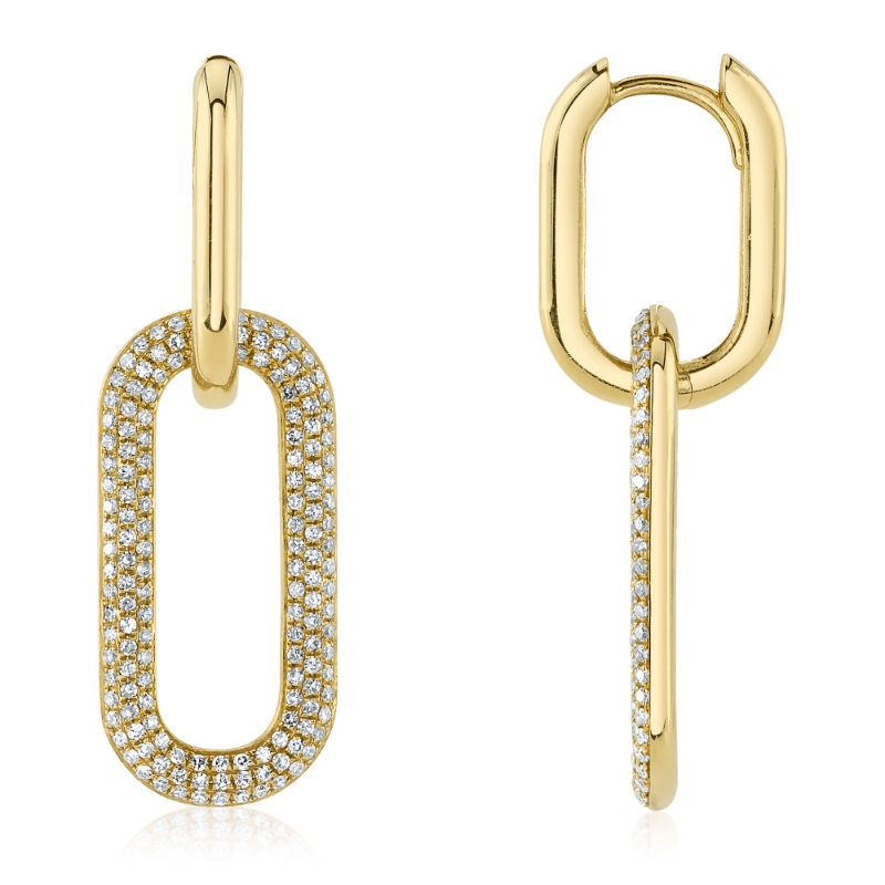0.71Ct 14K Yellow Gold Diamond Pave Earring