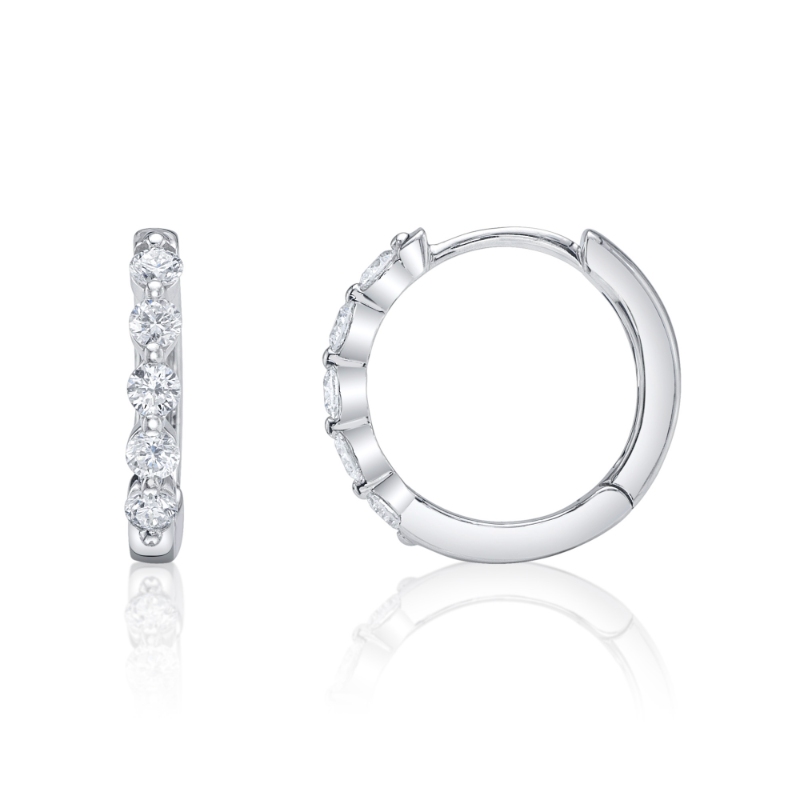0.24Ct 14K White Gold Diamond Huggie Earring
