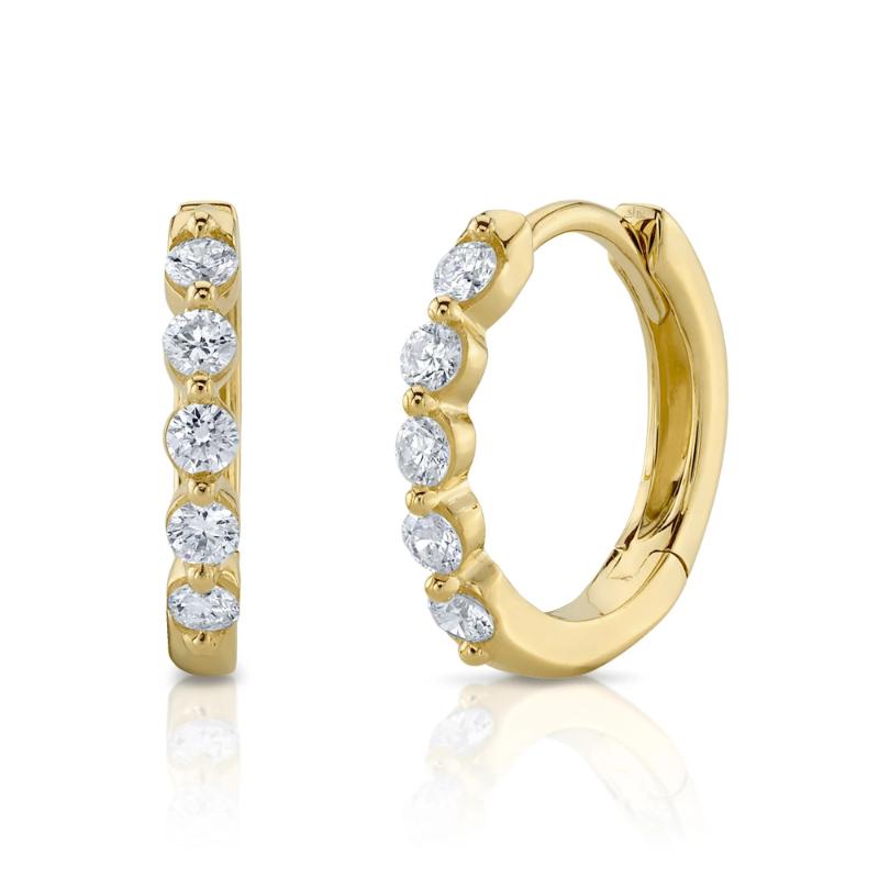 0.24Ct 14K Yellow Gold Diamond Huggie Earrings
