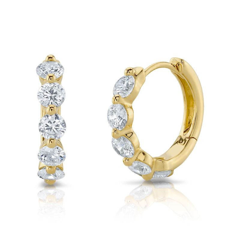 0.92Ct 14K Yellow Gold Diamond Huggie Earrings