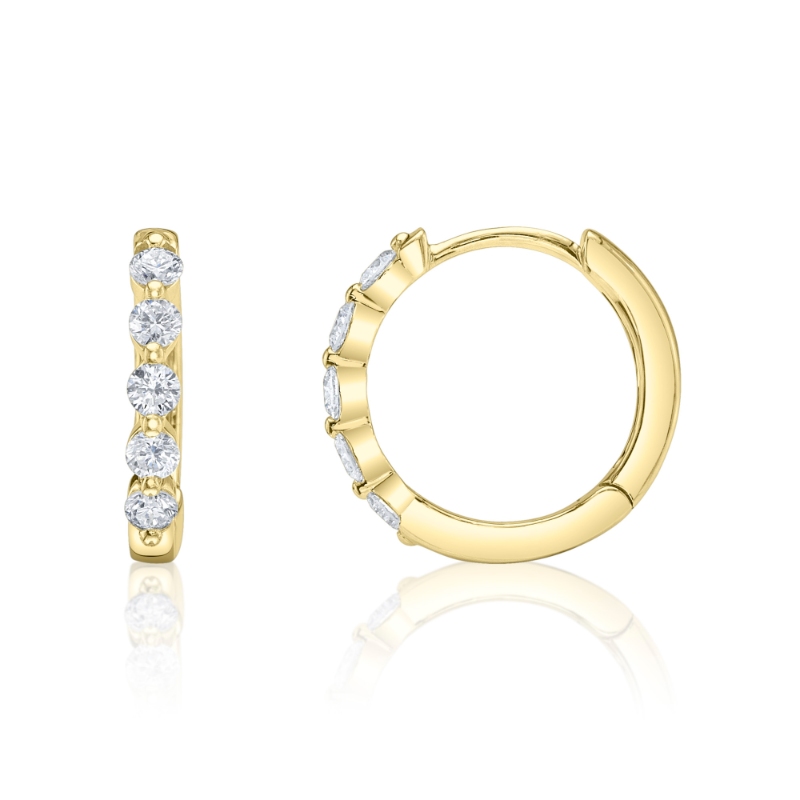 0.24Ct 14K Yellow Gold Diamond Huggie Earring