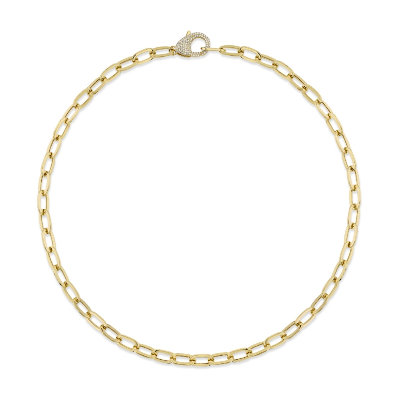 0.42Ct 14K Yellow Gold Diamond Paper Clip Link Necklace