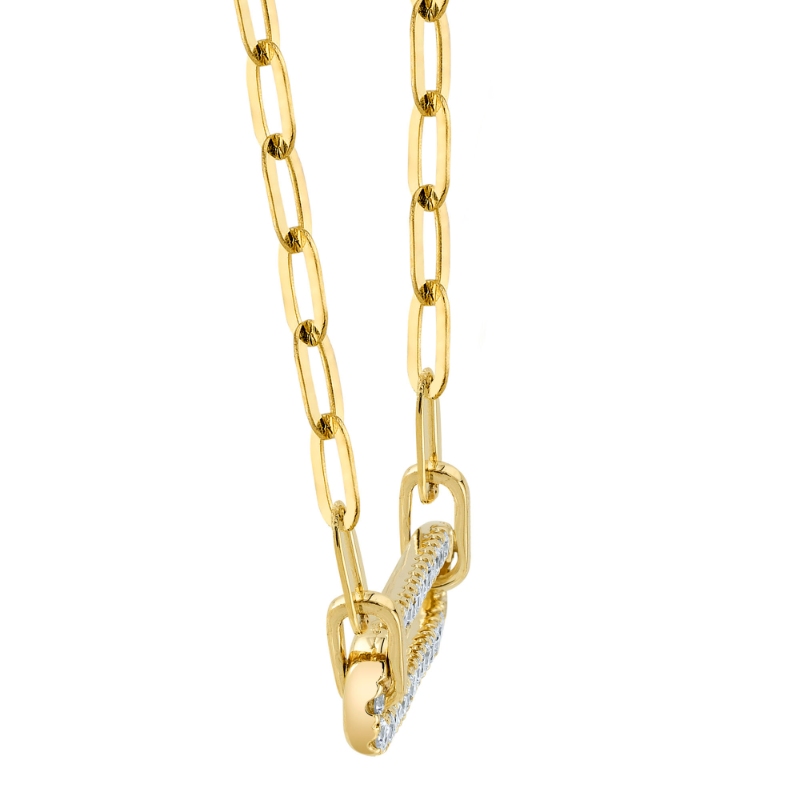 0.26Ct 14K Yellow Gold Diamond Paper Clip Link Necklace