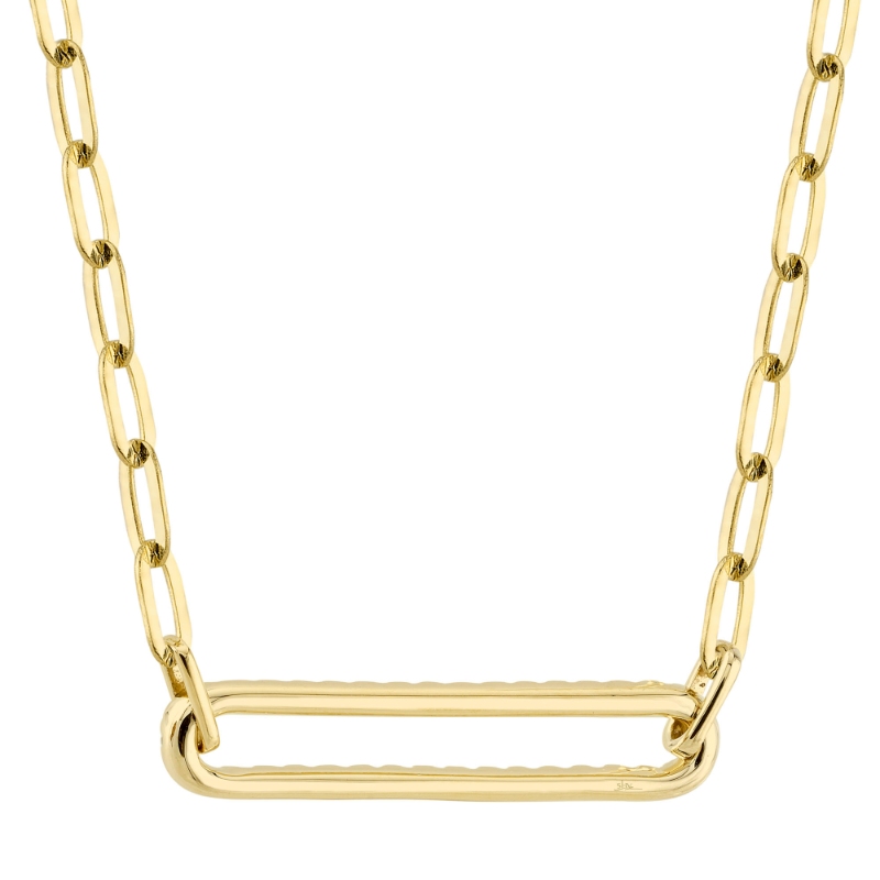 0.26Ct 14K Yellow Gold Diamond Paper Clip Link Necklace