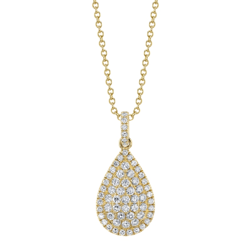 1.09Ct 14K Yellow Gold Diamond Pear Necklace