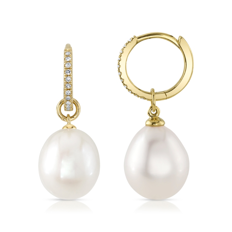 0.06Ct 14K Yellow Gold Diamond & Cultured Pearl Earring