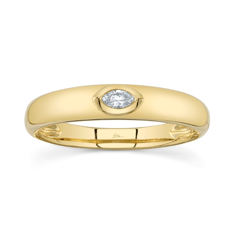0.08Ct 14K Yellow Gold Diamond Marquise Bezel Band