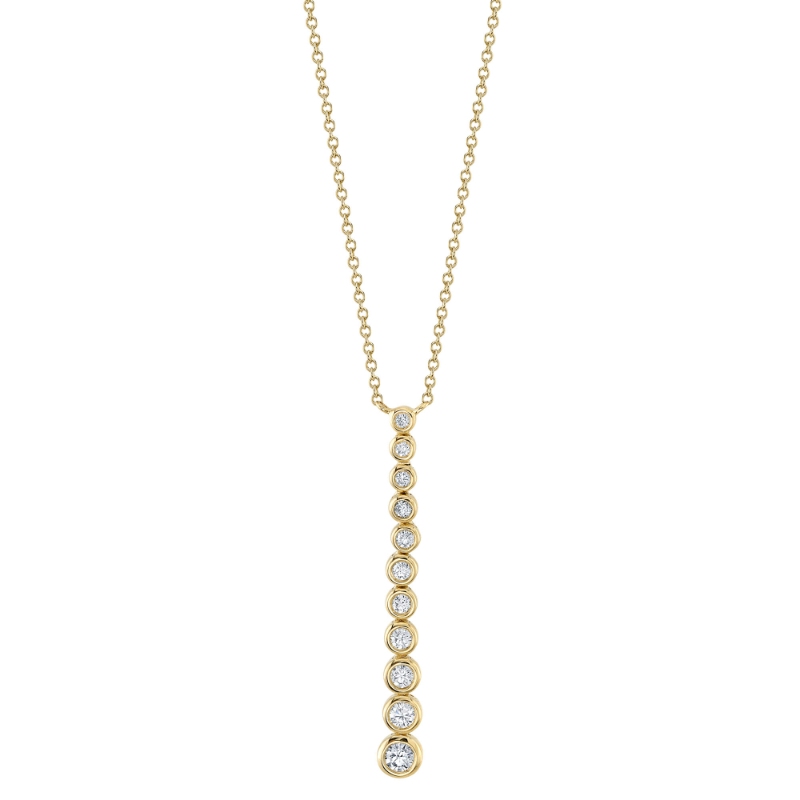 0.37Ct 14K Yellow Gold Diamond Bezel Journey Necklace